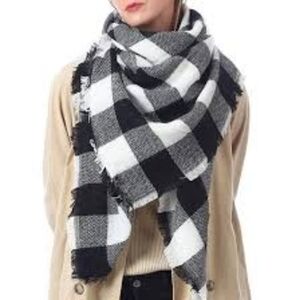 Phenix Wool Blend Gingham Checkered Plaid Scarf